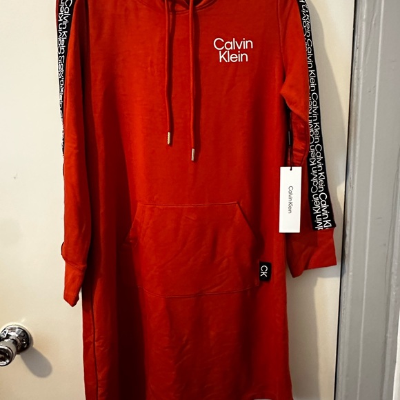 Calvin Klein Burnt Orange Hoodie Dress - Picture 1 of 7